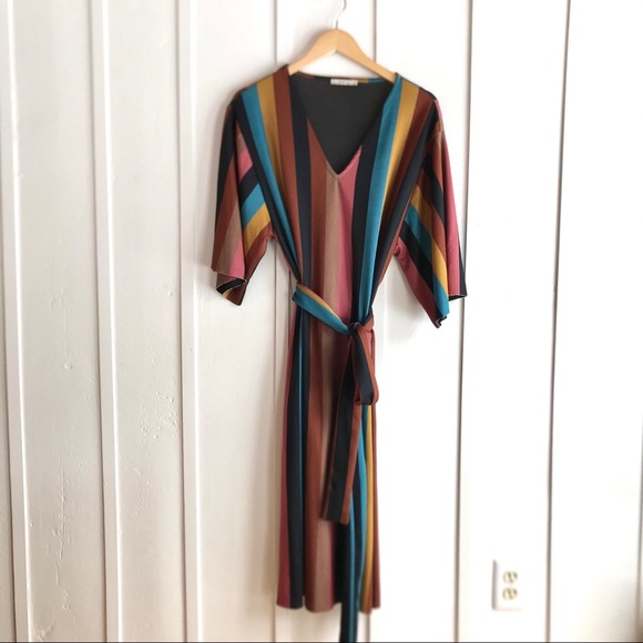 Zara Striped Multicolor Midi Dress - Picture 3 of 10